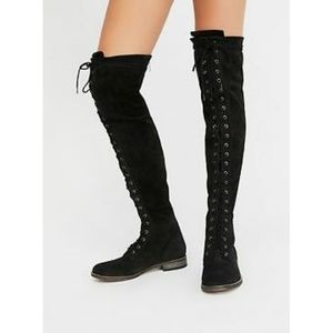 Free People Lace Up Black Tennessee Boots